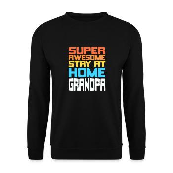 Super Awesome Stay At Home GRANDPA Retro Funny - Unisex Pullover - Schwarz - Vorne - Alina (178cm) & Michal (187cm)