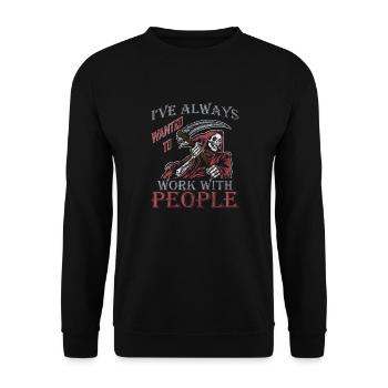 Sensenmann beruflich mit Menschen arbeiten funny - Unisex Pullover - Schwarz - Vorne - Alina (178cm) & Michal (187cm)