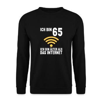 Ich bin 65 Ich bin älter als das Internet - Unisex Pullover - Schwarz - Vorne - Alina (178cm) & Michal (187cm)