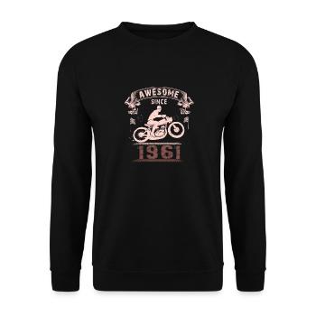 Awesome since 1961, Biker 62. Geburtstag - Unisex Pullover - Schwarz - Vorne - Alina (178cm) & Michal (187cm)