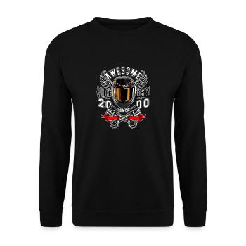 Awesome since 2000, Biker Geburtstag - Unisex Pullover - Schwarz - Vorne - Alina (178cm) & Michal (187cm)