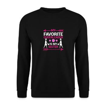 Meine Lieblings-Cheerleaderin ist meine Schwester - Unisex Pullover - Schwarz - Vorne - Alina (178cm) & Michal (187cm)