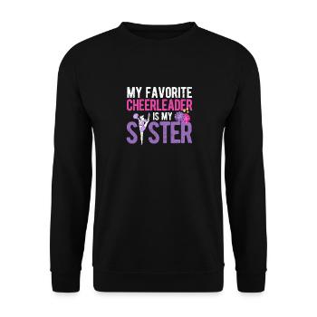 Meine Lieblings-Cheerleaderin ist meine Schwester - Unisex Pullover - Schwarz - Vorne - Alina (178cm) & Michal (187cm)