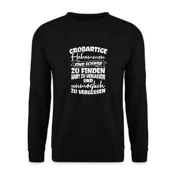 GROßARTIGE Hebammen Sind Schwer Zu Finden Baby Heb - Unisex Pullover - Schwarz - Vorne - Alina (178cm) & Michal (187cm)