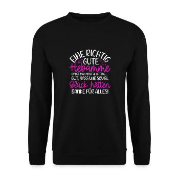 Hebamme Schwanger Baby Hebammen Geschenk Geburtshe - Unisex Pullover - Schwarz - Vorne - Alina (178cm) & Michal (187cm)