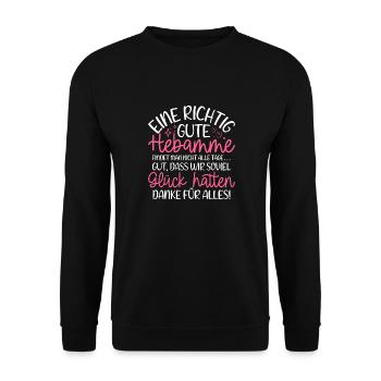 Hebamme Schwanger Baby Hebammen Geschenk Geburtshe - Unisex Pullover - Schwarz - Vorne - Alina (178cm) & Michal (187cm)