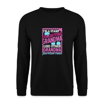 I'm A STAMP Collecting GRANDMA Retro Collector - Unisex Sweatshirt - black - Front - Alina (178cm) & Michal (187cm)