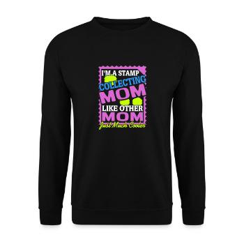 I'm A STAMP Collecting MOM Retro Funny Collector - Unisex Sweatshirt - black - Front - Alina (178cm) & Michal (187cm)