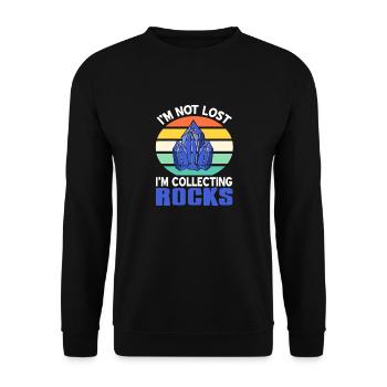 I'm Not Lost I'm Collecting Rocks Retro Collector - Unisex Sweatshirt - black - Front - Alina (178cm) & Michal (187cm)