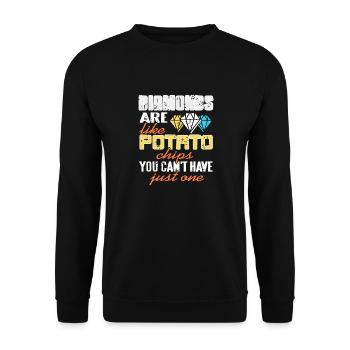 Diamonds Are Like Potato Chips Funny Collector - Unisex Sweatshirt - black - Front - Alina (178cm) & Michal (187cm)