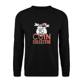 The COIN Collector Retro Funny Coin Collection - Unisex Sweatshirt - black - Front - Alina (178cm) & Michal (187cm)