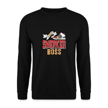 The SNEAKER BOSS Cool Retro Collector Designs - Unisex Sweatshirt - black - Front - Alina (178cm) & Michal (187cm)