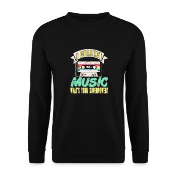 Je collectionne la musique Quel est votre superpouvoir? Rétro - Sweat-shirt Unisexe - noir - Devant - Alina (178cm) & Michal (187cm)