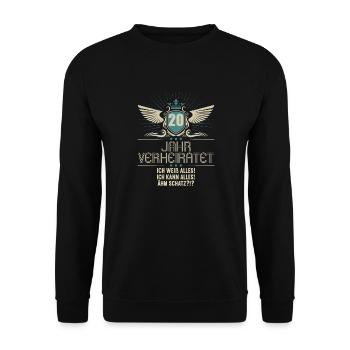 20 Jahr verheiratet weiß alles 20.Hochzeitstag - Unisex Pullover - Schwarz - Vorne - Alina (178cm) & Michal (187cm)