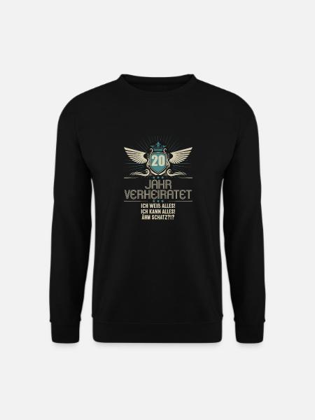 20 Jahr verheiratet weiß alles 20.Hochzeitstag - Unisex Pullover - Schwarz
