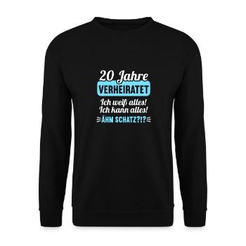 20 Jahr verheiratet weiß alles 20.Hochzeitstag - Unisex Pullover - Schwarz - Vorne - Alina (178cm) & Michal (187cm)