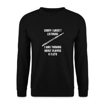 Playing Flute Funny Saying Flutist Orchestra - Unisex Sweatshirt - black - Front - Alina (178cm) & Michal (187cm)