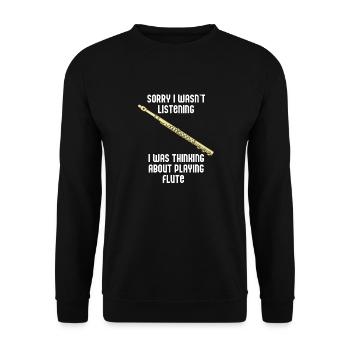 Playing Flute Classical Musician Orchestra Flutist - Unisex Sweatshirt - black - Front - Alina (178cm) & Michal (187cm)