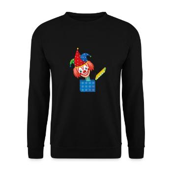 Fasching Kostüm Clown Kasper aus der Box Karneval - Unisex Pullover - Schwarz - Vorne - Alina (178cm) & Michal (187cm)
