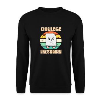 College Freshman Retro Vintage Freshman Designs - Unisex Sweatshirt - black - Front - Alina (178cm) & Michal (187cm)