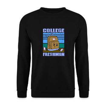 College Freshman Retro Vintage Freshman T-Shirt - Unisex Sweatshirt - black - Front - Alina (178cm) & Michal (187cm)