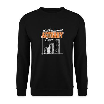 Best Freshman ACTUARY Ever Cool Retro Freshman - Unisex Sweatshirt - black - Front - Alina (178cm) & Michal (187cm)