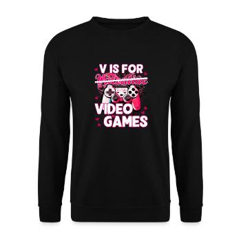 Valentinstag gaming funny design - Unisex Pullover - Schwarz - Vorne - Alina (178cm) & Michal (187cm)