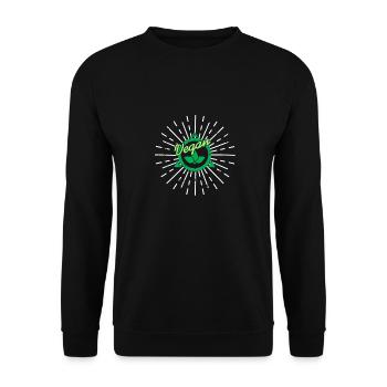 VEGAN Retro Awesome Vegan Vegetarian Designs - Unisex Pullover - Schwarz - Vorne - Alina (178cm) & Michal (187cm)