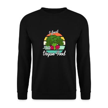 I Just Love VEGAN Food Awesome Retro Vegan Designs - Unisex Pullover - Schwarz - Vorne - Alina (178cm) & Michal (187cm)