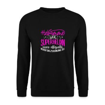 Hebamme Schwanger Baby Hebammen Geschenk Geburtshe - Unisex Pullover - Schwarz - Vorne - Alina (178cm) & Michal (187cm)
