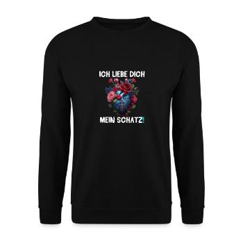 Valentinsday - Ich liebe dich mein Schatz! 2 (DE) - Unisex Pullover - Schwarz - Vorne - Alina (178cm) & Michal (187cm)