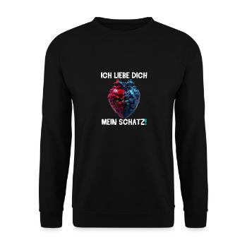 Valentinsday - Ich liebe dich mein Schatz! 2 (DE) - Unisex Pullover - Schwarz - Vorne - Alina (178cm) & Michal (187cm)