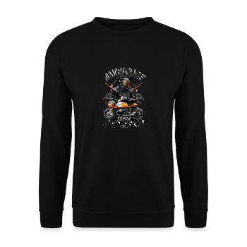 Awesome since 1980, Biker Geburtstag - Unisex Pullover - Schwarz - Vorne - Alina (178cm) & Michal (187cm)