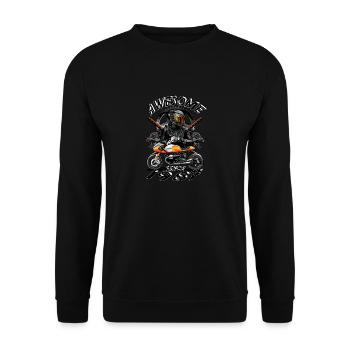 Awesome since 1987, Biker Geburtstag - Unisex Pullover - Schwarz - Vorne - Alina (178cm) & Michal (187cm)