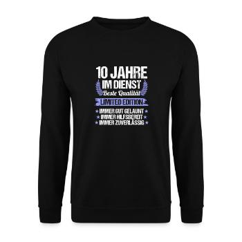 10 Jahre im Dienst 10 Jähriges Dienstjubiläum - Unisex Pullover - Schwarz - Vorne - Alina (178cm) & Michal (187cm)