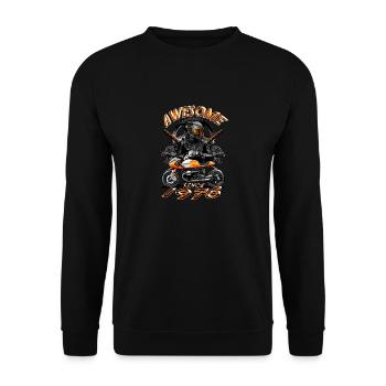 Awesome since 1976, Biker Geburtstag - Unisex Pullover - Schwarz - Vorne - Alina (178cm) & Michal (187cm)