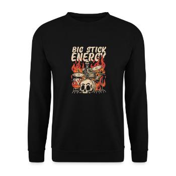 Big Stick Energy Skeleton Drum Kit Skull Fire - Unisex Pullover - Schwarz - Vorne - Alina (178cm) & Michal (187cm)
