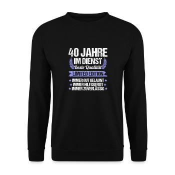 40 Jahre im Dienst 40 Jähriges Dienstjubiläum - Unisex Pullover - Schwarz - Vorne - Alina (178cm) & Michal (187cm)