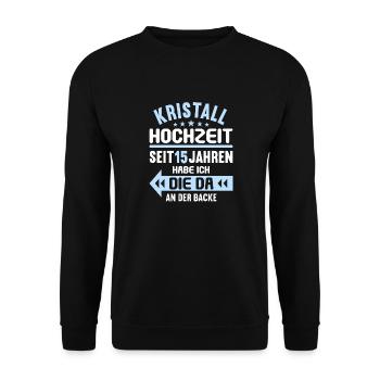 15 Verheiratete Kristall Hochzeit 15. Hochzeitstag - Unisex Pullover - Schwarz - Vorne - Alina (178cm) & Michal (187cm)