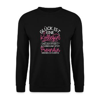 Kollegin Geschenk Arbeit Job Kolleginnen Spruch - Unisex Pullover - Schwarz - Vorne - Alina (178cm) & Michal (187cm)