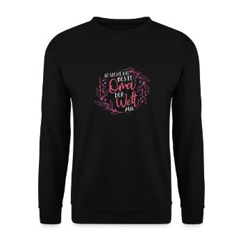 So Sieht Die Beste Oma Der Welt Aus - Geschenk Lie - Unisex Pullover - Schwarz - Vorne - Alina (178cm) & Michal (187cm)
