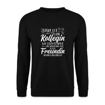Kollegin Geschenk Arbeit Job Kolleginnen Spruch - Unisex Pullover - Schwarz - Vorne - Alina (178cm) & Michal (187cm)