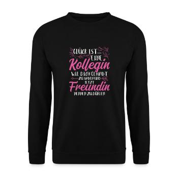 Kollegin Geschenk Arbeit Job Kolleginnen Spruch - Unisex Pullover - Schwarz - Vorne - Alina (178cm) & Michal (187cm)