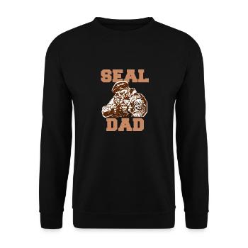 SEAL DAD Cool Retro NAVY Army T-Shirt - Unisex Sweatshirt - black - Front - Alina (178cm) & Michal (187cm)