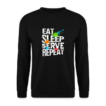 EAT Sleep Serve Repeat Retro Navy Seals Army - Unisex Sweatshirt - black - Front - Alina (178cm) & Michal (187cm)
