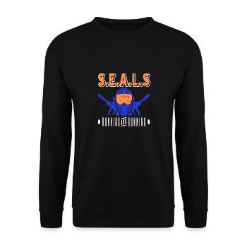 S.E.A.L.S Running & Gunning Retro NAVY Designs - Unisex Sweatshirt - black - Front - Alina (178cm) & Michal (187cm)