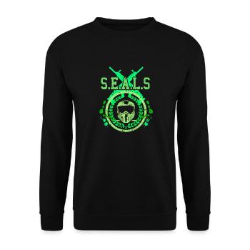 S.E.A.L.S Awesome Retro NAVY Seals Designs - Unisex Sweatshirt - black - Front - Alina (178cm) & Michal (187cm)