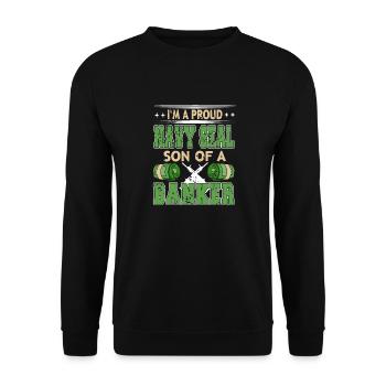I'm A Proud NAVY SEAL Son Of A BANKER Cool Retro - Unisex Sweatshirt - black - Front - Alina (178cm) & Michal (187cm)