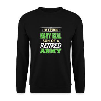 I'm A Proud NAVY SEAL Son Of A Retired ARMY Retro - Unisex Sweatshirt - black - Front - Alina (178cm) & Michal (187cm)