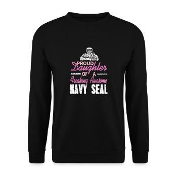 Proud Daughter Of A Freaking Awesome NAVY Seal - Unisex Sweatshirt - black - Front - Alina (178cm) & Michal (187cm)